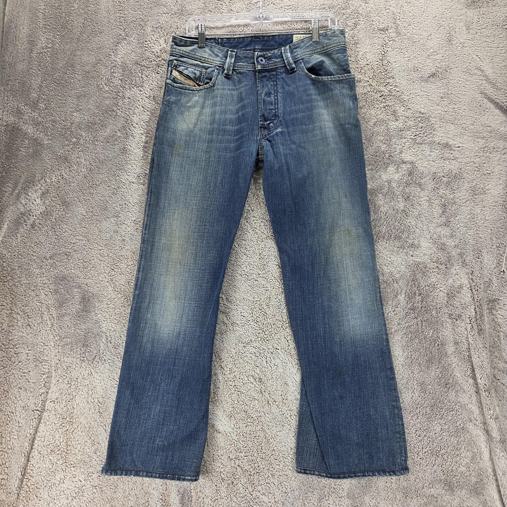 Diesel Jeans Mens 31x30 Blue Shazor Bootcut Italy Button Fly Altered Hem 008BE